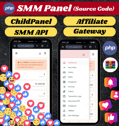 RYL109 All in One SMM Panel, ChildPanel, Affiliate, Gateway (Source Code & Database) SMM Panel PHP Source Code