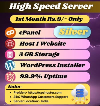 CPSHoster Server Silver Plan with cPanel Control 99.9% Uptime Server