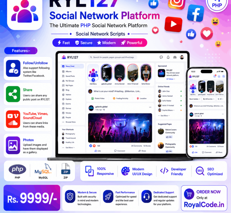 RYL127 Social Network Platform PHP Scripts Like Facebook, Instagram ...