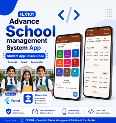 FLX101 Advance All in One School Management System with AI. Students Flutter App Source Code Android and IOS