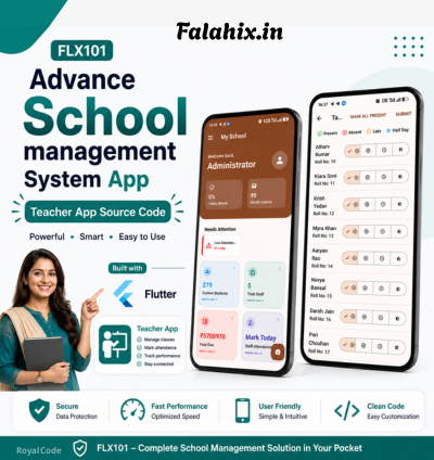 FLX101 Advance All in One School Management System with AI. Teacher Flutter App Source Code Android and IOS