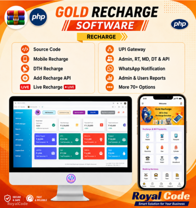 RYL102 Gold Recharge Software (PHP Laravel, PHP 7.3 Source Code and Database) Best Multi Recharge Admin Panel. CPS Company