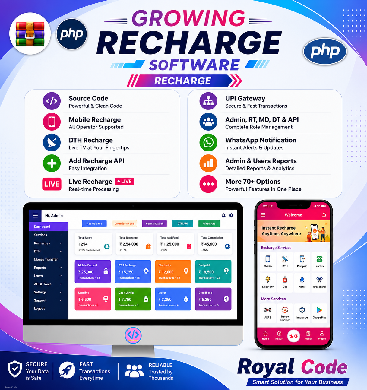 RYL104 Growing Recharge Software (PHP Laravel Version 8.1 Source Code and Database) Best Multi recharge Software | CPS Comapny