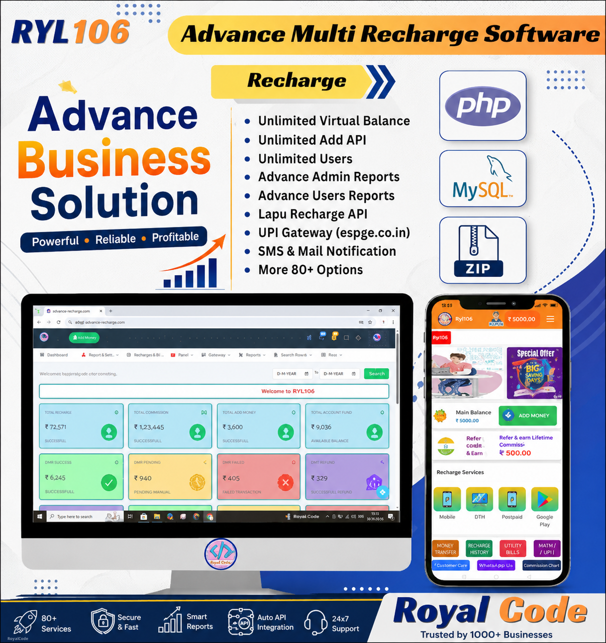 RYL106 Advance Multi Recharge Software with meta AI (PHP Laravel Source Code 8.1) Mobile Recharge and DTH Recharge Software