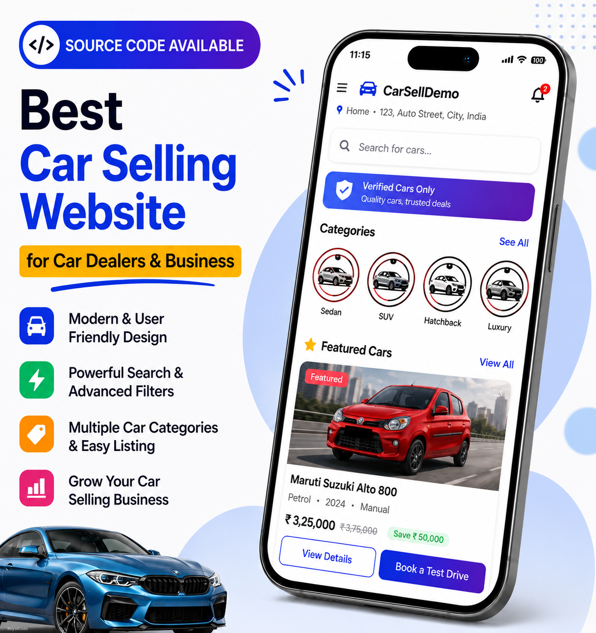 SCH005 Best Car Selling Website & Mobile App with Full Source Code